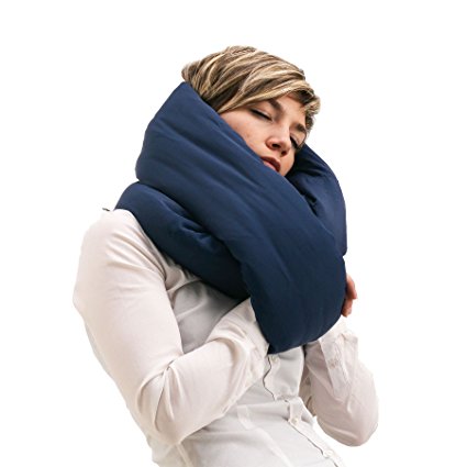 Huzi Infinity Pillow - Design Travel Pillow and Soft Neck Support Pillow - Machine Washable (Navy)