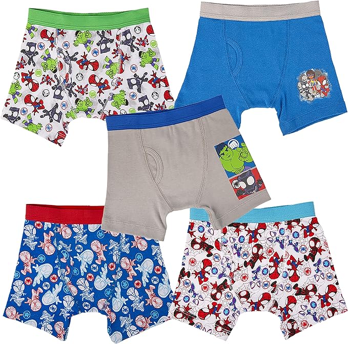 Marvel Boys' Toddler Spiderman and Superhero Friends 100% Combed Cotton Underwear Multipacks with Iron Man, Hulk & More