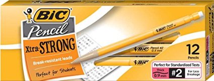 BIC Pencil Xtra Strong Yellow Barrels Thick Point 09 mm 12-Count