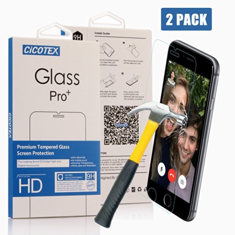 (2 Pack) iPhone 6 Screen Protector ,CiCOTEX Ultra-Clear High Definition (HD) Tempered Glass Screen Protectors for iPhone 6 / 6s (4.7) [Lifetime Warranty] (4.7 inch)