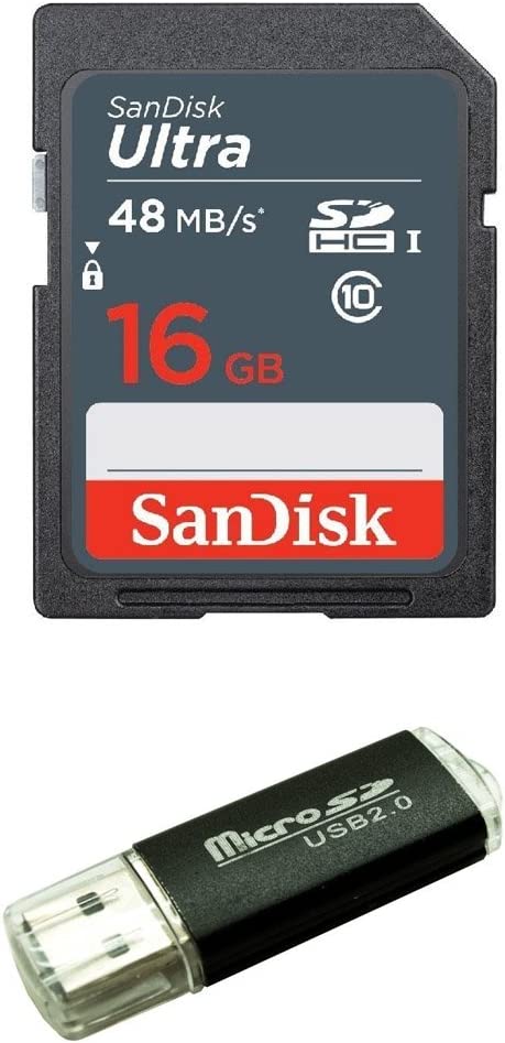 Sandisk 16GB SD SDHC Flash Memory Card works with NINTENDO 3DS N3DS DS DSI & Wii Media Kit, Nikon SLR Coolpix Camera, Kodak Easyshare, Canon Powershot, Canon EOS   SD/TF USB Card Reader