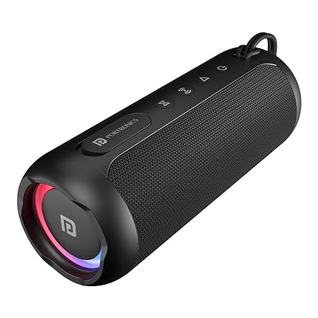 Portronics Breeze 5 25W Portable Wireless Bluetooth Speaker with in Built Mic,6 Hrs Playtime,RGB LEDs,TWS Mode,BT 5.3v,USB Drive,SD Card,AUX in,FM Radio,IPX5 Water Resistant,Type C Charging(Black)