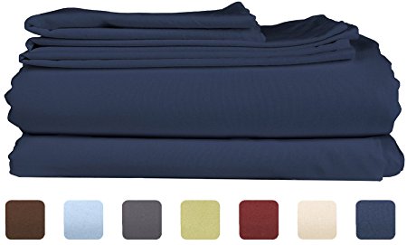 California King Size Sheet Set - 6 Piece Set - Hotel Luxury Bed Sheets - Extra Soft - Deep Pockets - Easy Fit - Breathable & Cooling - Wrinkle Free - Navy Blue Bed Sheets - Cali Kings Sheets - Royal