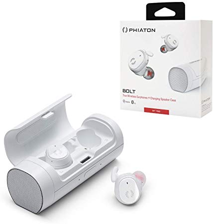 Phiaton Bolt BT 700 BA White Balanced Armature True Wireless Earbuds with Mic – Sound-Isolating Bluetooth Wireless Earphones with Rich Stereo Bass and Charging Speaker Case, Siri, Google Assistant