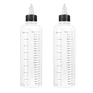 Sliverdew 2Pcs Applicator Bottle for Hair Twist-On Top Tip Cap with Clear Graduated Scale 8 Ounce Hair Applicator Bottle Hair Oil Applicator Plastic Bottle Root Hair Dye Bottle