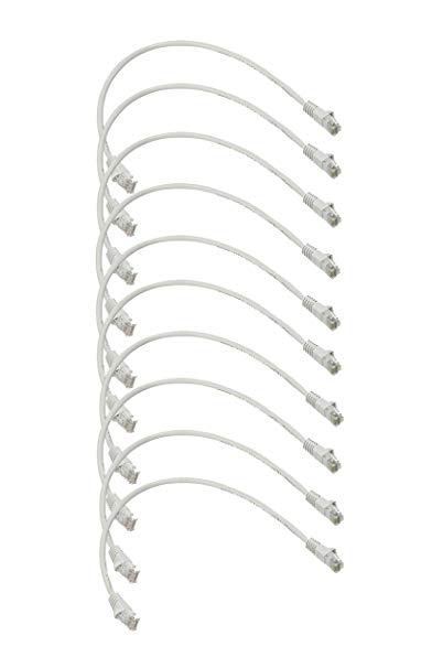iMBAPrice 1' Cat5e Network Ethernet Patch Cable, 10 Pack, White (IMBA-CAT5-01WT-10PK)