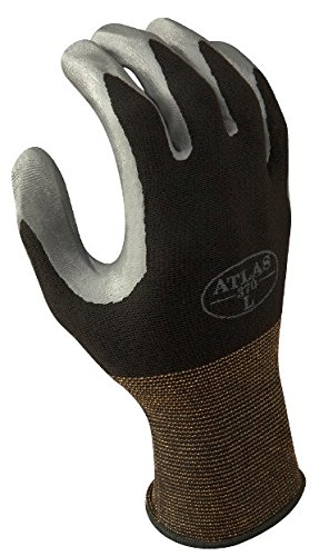 SHOWA Atlas 370B Nitrile Palm Coating Glove, Black, Small (Pack of 12 Pairs)