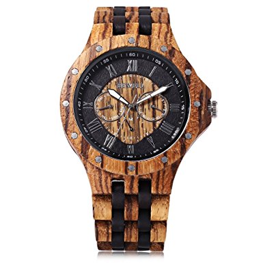 YISI 116C Bewell Natural Wooden Unique Design Quartz Wriswatch Luminous Display with date