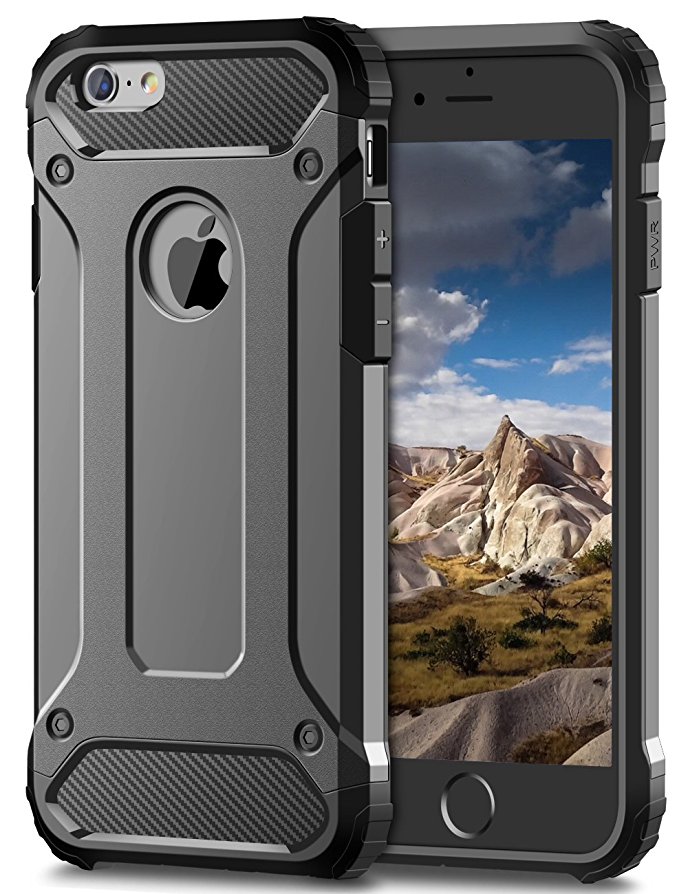 iPhone 6S Case, Coolden® Rugged Tough Dual Layer Armor Case iPhone 6 / 6S Protective Case Shockproof Case Cover for iPhone 6/6S - Heavy Duty - Slim Hard Case - iPhone 6S Case Impact Protection (Grey)