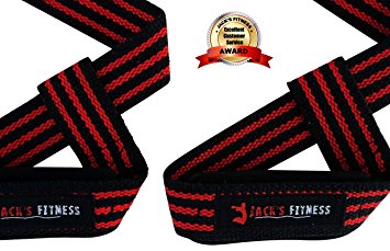 Jack’s Fitness Padded Lifting Straps for Weight Lifting – Deadlift – Seated Row – Red and Black