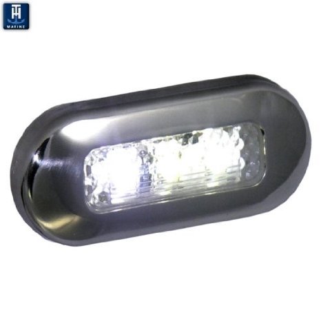 TH Marine LED-51825-DP Oblong Courtesy Light, Stainless Steel/White