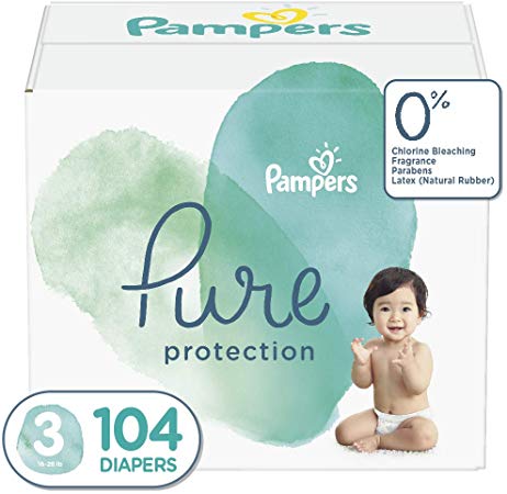 Diapers Size 3, 104 Count - Pampers Pure Protection Disposable Baby Diapers, Enormous Pack