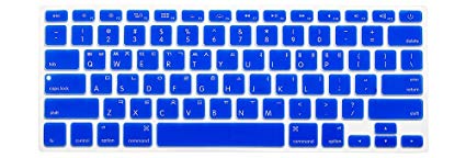 HRH Korean Silicone Keyboard Cover Skin for MacBook Air 13,Macbook Pro 13/15/17 (with or w/out Retina Display, 2015 or Older Version)&Older iMac USA Layout Keyboard Protector-Blue