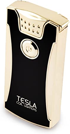 Tesla Coil Lighters USB Rechargeable Windproof Dual Arc Lighter (Gold)