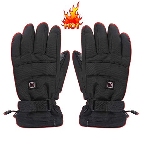 Missblue Electric Heated Gloves, Touchscreen Heating Gloves Rechargeable Li-Po Battery Waterproof Insulated Sports Outdoor Heating Handwarmer 3 Heat Cold Winter Snow Gloves