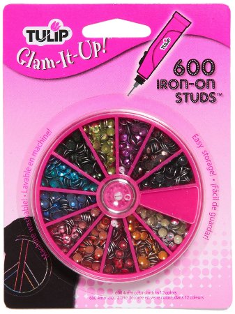 Tulip Glam-It-Up Iron-On Studs, 600-Pack, 12-Millimeter, Multicolor