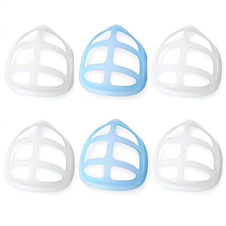 3D mask bracket Nose pads Face Mask Inner Support Frame Homemade Cloth Mask Lipstick Protector Protection for Cool Silicone Bracket Can be washed and reused (6 PCS, white plus blue)