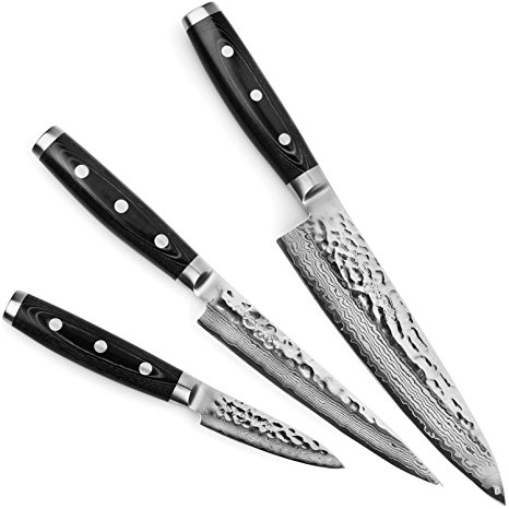 Enso HD Hammered Damascus 3-piece Knife Set