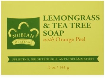 Nubian Heritage Lemongrass and Tea Tree Oil Soap Bar 5 Oz (4 Pack)
