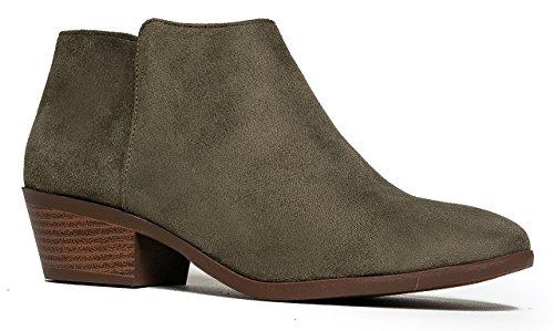 Western Ankle Boot Cowgirl Low Heel Closed Toe Casual Bootie