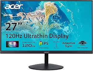 acer SB270 G0bi 27" IPS Full HD (1920 x 1080) Ultra-Thin Zero-Frame Gaming Office Monitor | Adaptive-Sync Support (FreeSync Compatible) | Up to 120Hz Refresh | 1ms (VRB) | Tilt | HDMI & VGA Ports