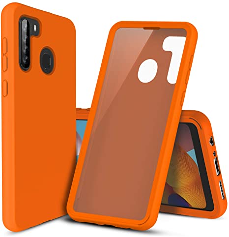 Cbus Wireless Full Body Silicone Case with Built-in Screen Protector for Samsung Galaxy A21 (Orange)