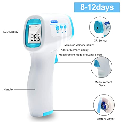 Aurho Forehead Thermometer Digital Infrared Thermometer Non-Contact, Professional Precision Digital Thermometer for Baby Kids and Adults,˚C / ˚F Adjustable (Not Include Battery)