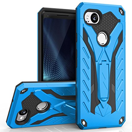 Zizo Static Series Google Pixel 2 Case with Kickstand, Shockproof and Military Grade Drop Tested Blue/Black