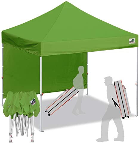 Eurmax Smart 10'x10' Pop up Canopy Tent Sport Event,Outdoor Festival Tailgate Event Vendor Craft Show Canopy Instant Shelter with 1 Removable Sunwall and Backpack Roller Bag