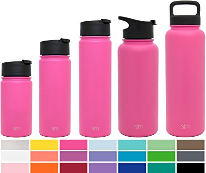 Simple Modern Summit Water Bottle   Extra Lid - Vacuum Insulated 18/8 Stainless Steel Powder Coated - 6 Sizes, 22 Colors