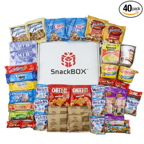 Care Package for College Students, Military, Birthday, Mother's Day, Father's Day, or Back to School (40 Count) From Snack Box