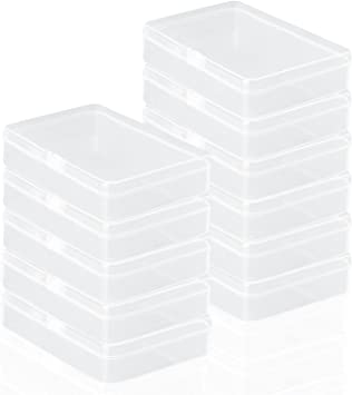 Clear Plastic Beads Storage Containers Empty Mini Storage Containers Box,12 Pack Plastic Storage Containers with Lids,Beads Storage Box with Hinged Lid for Beads,Earplugs,Pins, Small Items