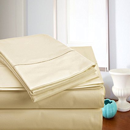 Top Sellers - MEGA SALE TODAY! #1 Rated Luxury Sheets On Amazon-Highest Quality! Luxury 800 Thread count 100% Egyptian Cotton Ultra Soft Super Combed Yarns 4 Piece Sheet Set, King - Ivory