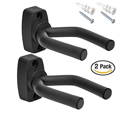 Guitar Wall Hanger Stands Guitar Wall Mount 2 Pack Guitar Wall Hook Keep Holder Mount Display Bioamy Guitar Wall Stand Rack Bracket Most Guitar Bass Accessories Easy To Install