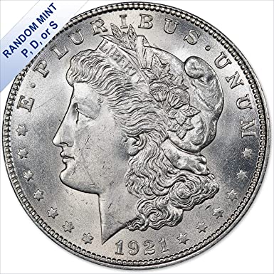 1921 Morgan Silver Dollar (BU) Random Mint - (with Air-Tite Holder) $1 Brilliant Uncirculated