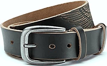 akzendo-collection Men's Eagle Buffalo Leather Belt Black