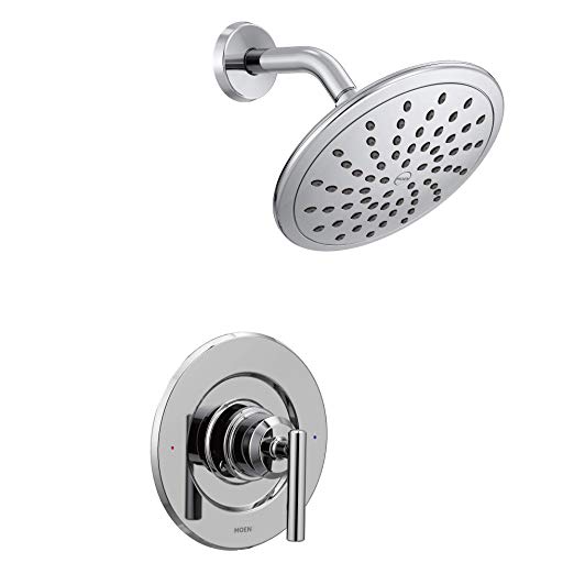 Moen T3002EP Gibson Posi-Temp Pressure Balancing Modern Shower Only Trim with 8-Inch Rainshower, Valve Required, Chrome