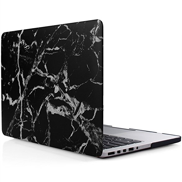 iDOO Matte Rubber Coated Soft Touch Plastic Hard Case for MacBook Pro 13 inch Retina without CD Drive Model A1425 and A1502 Black Marble