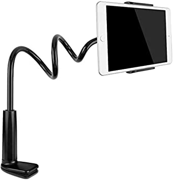 Gooseneck Tablet Holder, Etmury Cell Phone Holder Cellphone Stand Bolt Mount Stand Bracket Clamp for iPhone X/8/7/6/6s Plus Galaxy S8 /S8 Plus/Note 8, Pro 9.7/Mini/Air and More, 360 Rotating(Black)