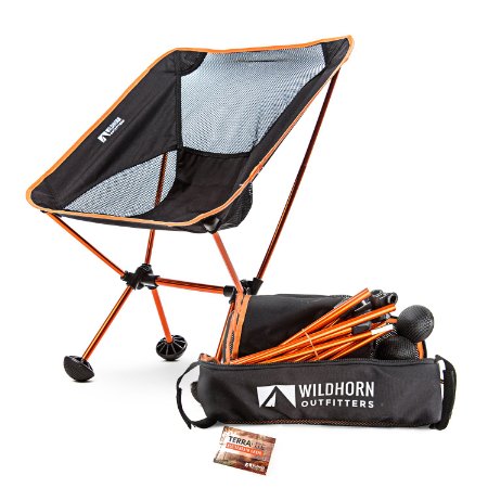 Terralite Portable Camp / Beach Chair Perfect For Beach, Camping, Backpacking, & Outdoor Festivals. Compact & Heavy Duty (Supports 350 lbs). Includes TerraGrip Feet- Won't Sink In the Sand or Mud.