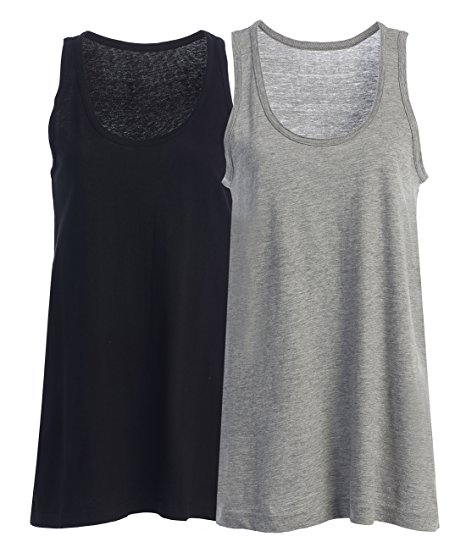 Loose Fit Relaxed Flowy Knit Tank Top for Women and Juniors w EttelLut Hair Band