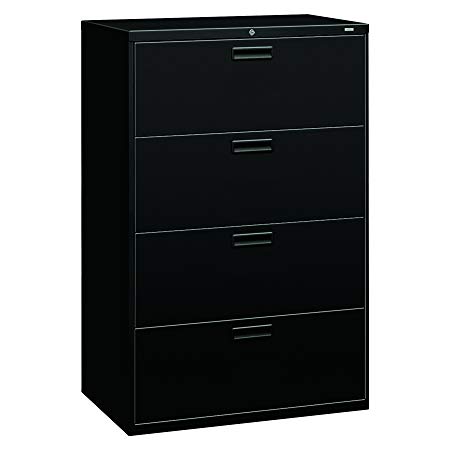 HON 4-Drawer Office Filing Cabinet - 500 Series Lateral File Cabinet, 19.25" D, Black (H584)