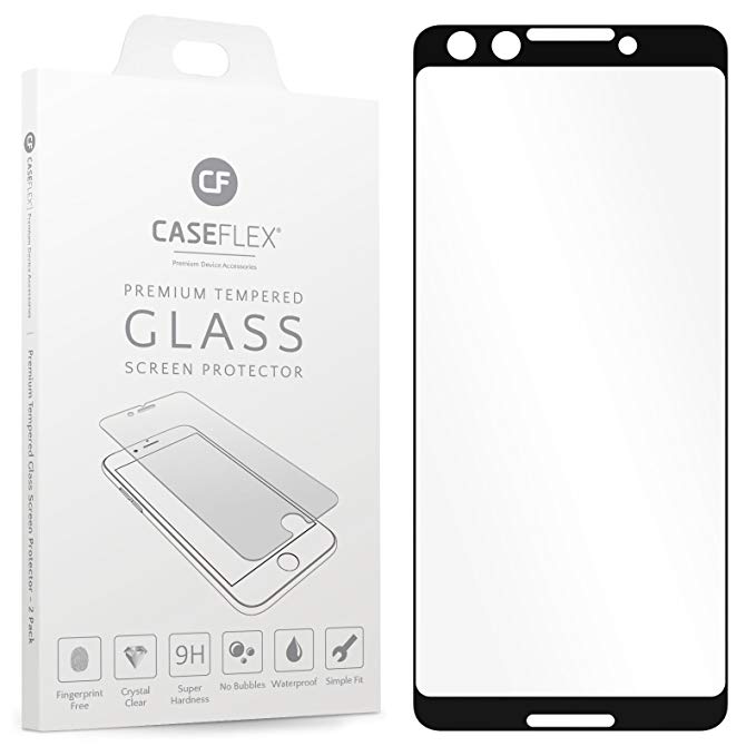 Caseflex Google Pixel 3 Screen Protector Glass | Single Pack - NO Bulkiness | Anti Scratch | Tempered Glass Screen Protectors for the Google Pixel 3 | Ultra Slim - Clear & Black - GL000002GO