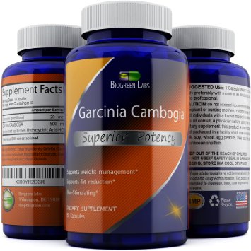 Garcinia Cambogia Extract Pure Weight Loss Supplement For Women And Men With 95% HCA To Block Carbs And Burn Fat - Thermogenic Metabolism Booster For Increased Energy With Antioxidant by Biogreen Labs