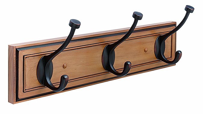 Amerock H55656HORB Beveled Hook Rack, Honey Pine and Oil Rubbed Bronze, 18-Inch