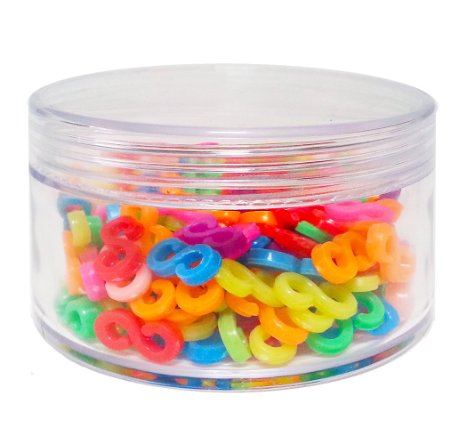 200 Pieces Solid Colored "S" Clips to Camouflage Closure on Loom Band Bracelets - **PLUS BONUS 10 Piece Transparent Colored Clips
