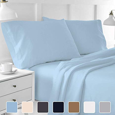 4-Piece Hotel Luxury Bed Sheets - Premium Collection 1800 Series Ultra-Soft Brushed Microfiber Sheet Set - Hypoallergenic - Wrinkle Resistant - Deep Pocket fits upto 16" (Full, Light Blue)