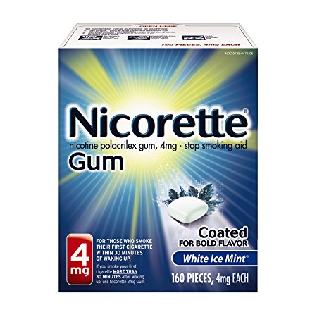 Nicorette Nicotine Gum, Stop Smoking Aid, 4mg,  White Ice Mint Flavor, 160 count