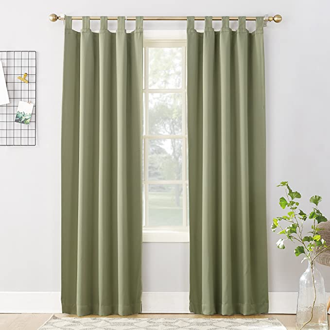 Sun Zero Easton Tab Top Blackout Window Panel, 40" x 63", Sage Green