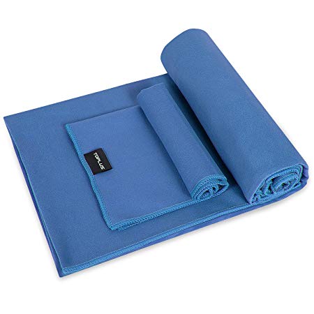 TOPLUS Yoga Towel, Sweat Absorbent Non-Slip Hot Yoga Towel   Hand Towel 2in1 Set, Microfiber, Super Soft, Best Yoga Mat Towel for Bikram Hot Yoga, Pilates, with Carry Bag